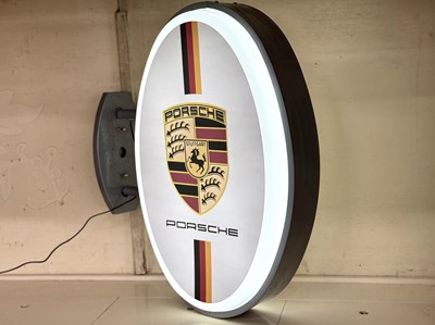 Lot 75 - Illuminated Oval Garage Sign - Porsche - NO RESERVE