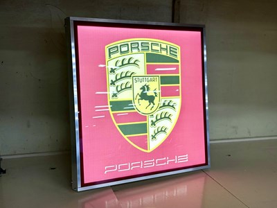 Lot 30 - Illuminated Square Garage Sign - Porsche - NO RESERVE