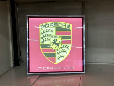 Lot 30 - Illuminated Square Garage Sign - Porsche - NO RESERVE