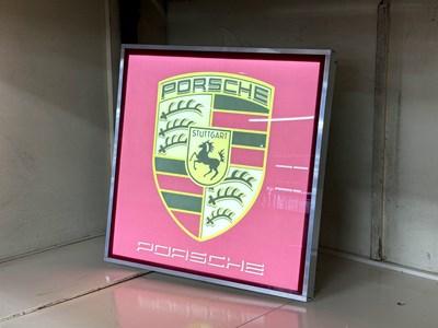 Lot 30 - Illuminated Square Garage Sign - Porsche - NO RESERVE