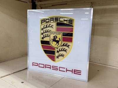 Lot 10 - Illuminated Square Garage Sign - Porsche - NO RESERVE