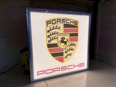 Lot 17 - Illuminated Square Garage Sign - Porsche - NO RESERVE