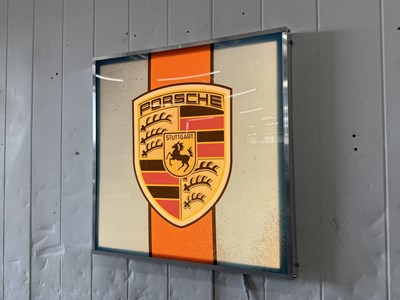 Lot 12 - Illuminated Square Garage Sign - Porsche Gulf- NO RESERVE
