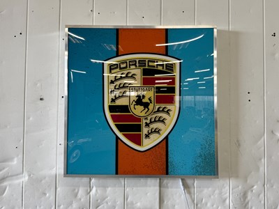 Lot 12 - Illuminated Square Garage Sign - Porsche Gulf- NO RESERVE