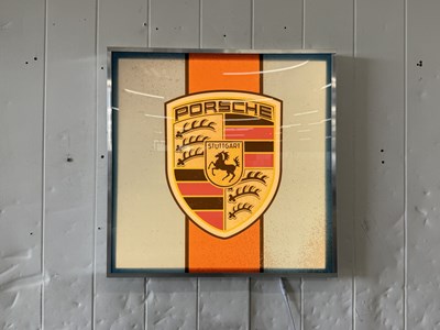 Lot 12 - Illuminated Square Garage Sign - Porsche Gulf- NO RESERVE