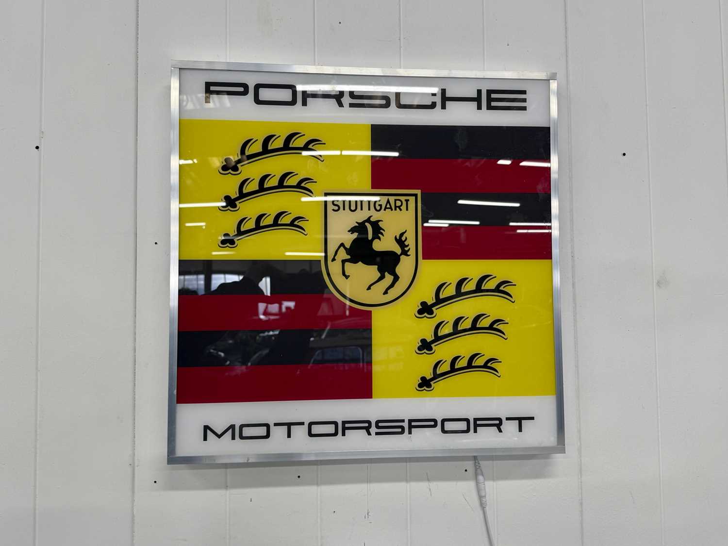 Lot 45 - Illuminated Square Garage Sign - Porsche Motorsport - NO RESERVE