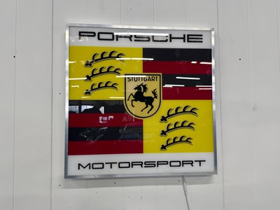 Lot 45 - Illuminated Square Garage Sign - Porsche Motorsport - NO RESERVE