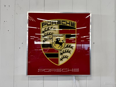 Lot 59 - Illuminated Square Garage Sign - Porsche Red - NO RESERVE