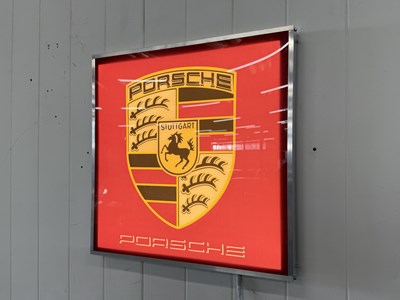 Lot 59 - Illuminated Square Garage Sign - Porsche Red - NO RESERVE