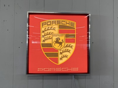 Lot 59 - Illuminated Square Garage Sign - Porsche Red - NO RESERVE