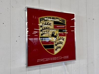 Lot 59 - Illuminated Square Garage Sign - Porsche Red - NO RESERVE