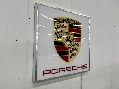 Lot 75 - Illuminated Square Garage Sign - Porsche White - NO RESERVE