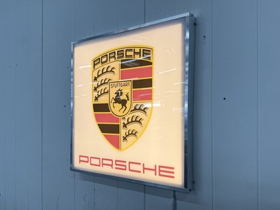 Lot 75 - Illuminated Square Garage Sign - Porsche White - NO RESERVE