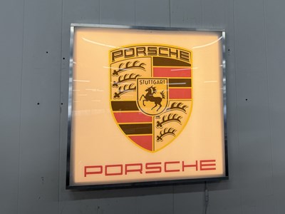 Lot 75 - Illuminated Square Garage Sign - Porsche White - NO RESERVE