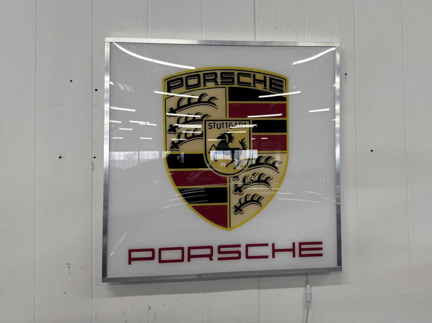Lot 75 - Illuminated Square Garage Sign - Porsche White - NO RESERVE