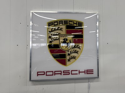 Lot 75 - Illuminated Square Garage Sign - Porsche White - NO RESERVE