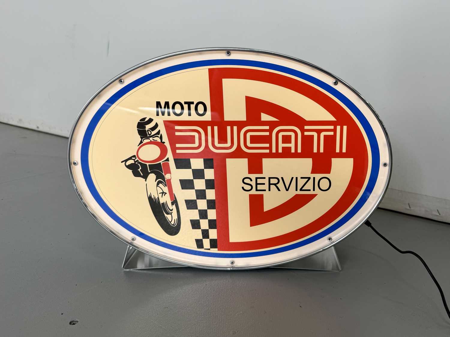 Lot 132 - Oval Illuminated Garage Sign - Ducati - NO RESERVE
