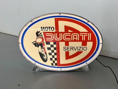 Lot 132 - Oval Illuminated Garage Sign - Ducati - NO RESERVE