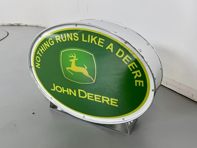 Lot 146 - Oval Illuminated Garage Sign - John Deere - NO RESERVE
