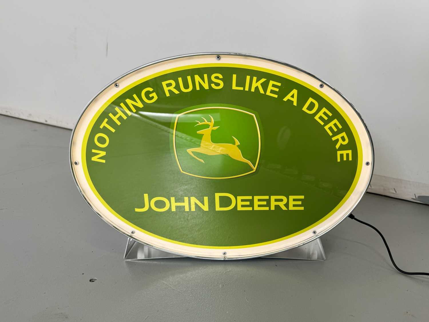 Lot 146 - Oval Illuminated Garage Sign - John Deere - NO RESERVE