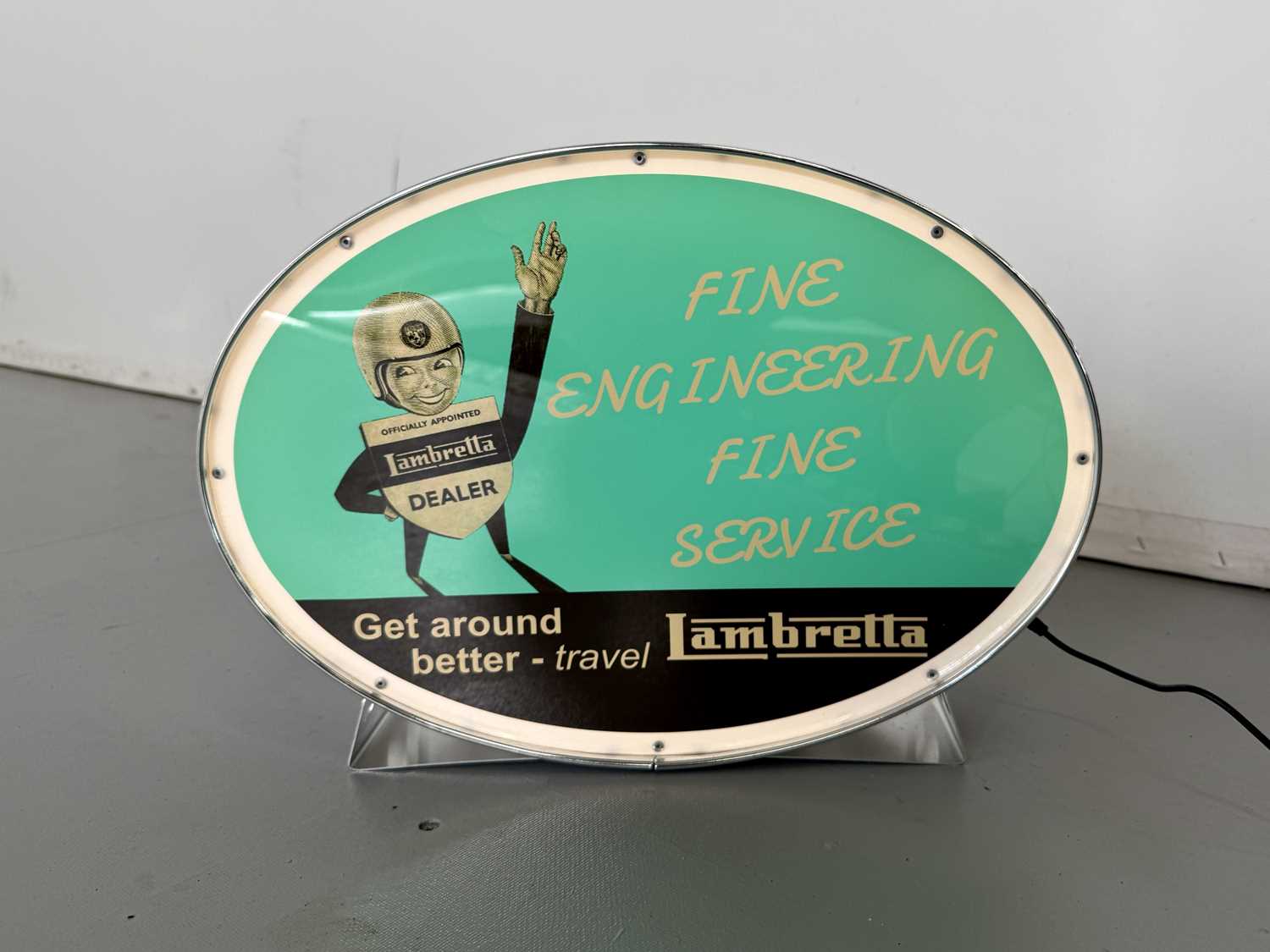 Lot 26 - Oval Illuminated Garage Sign - Lambretta - NO RESERVE