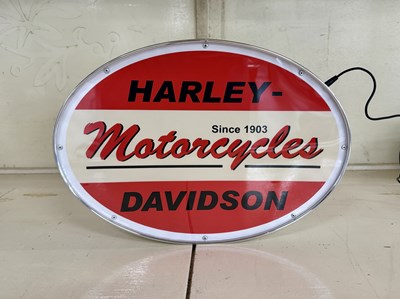 Lot 54 - Oval Illuminated Garage Sign - Harley Davidson - NO RESERVE