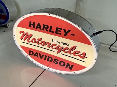 Lot 54 - Oval Illuminated Garage Sign - Harley Davidson - NO RESERVE