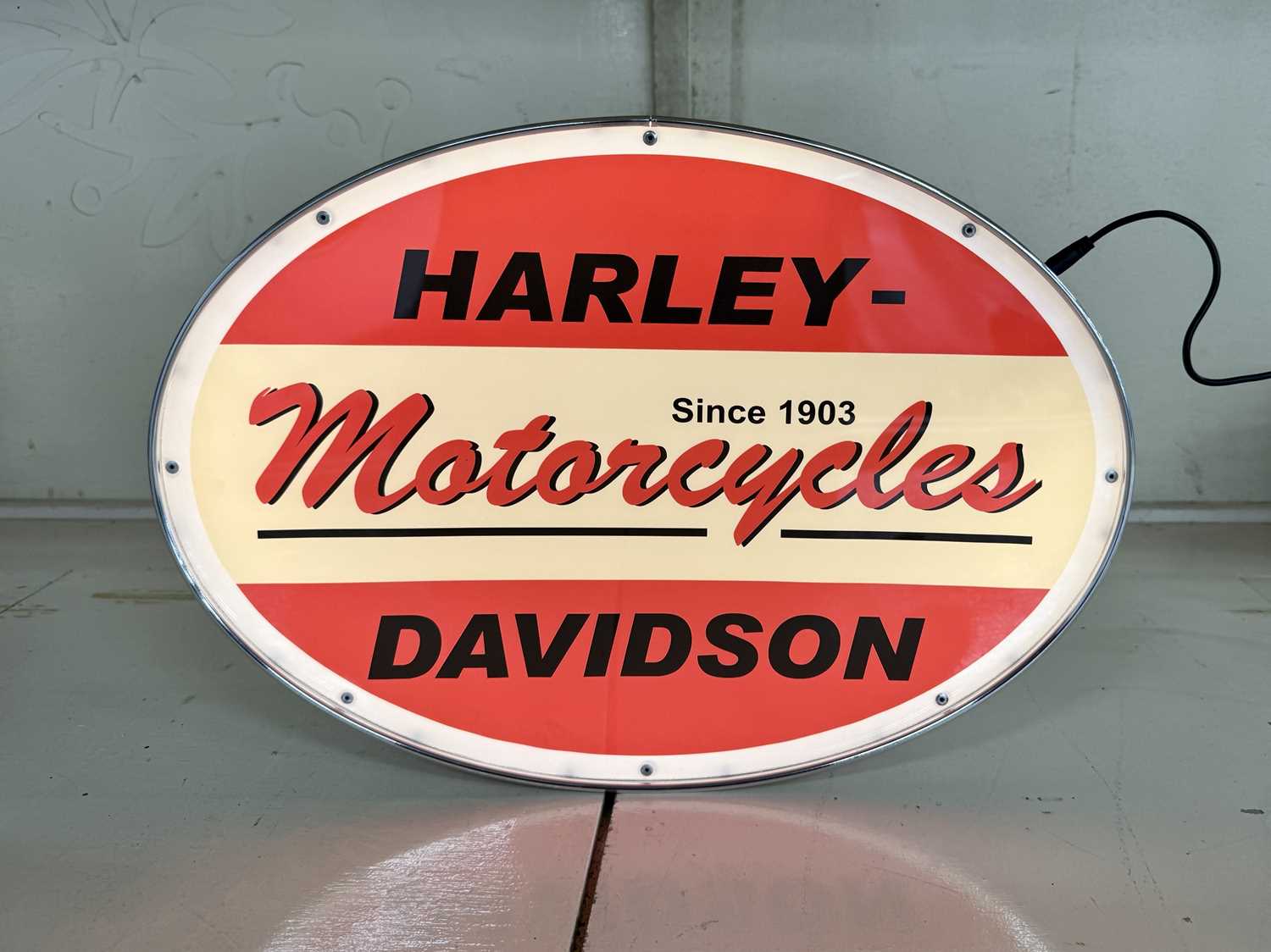 Lot 54 - Oval Illuminated Garage Sign - Harley Davidson - NO RESERVE