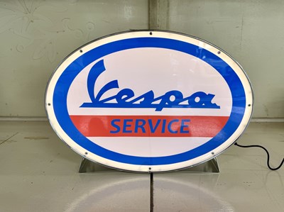 Lot 73 - Oval Illuminated Garage Sign - Vespa - NO RESERVE