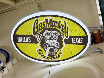 Lot 112 - Illuminated Oval Double Sided Garage Sign - Gas Monkey - NO RESERVE