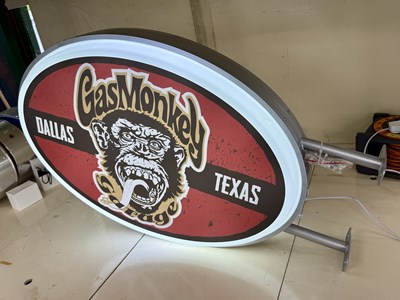 Lot 132 - Illuminated Oval Double Sided Garage Sign - Gas Monkey - NO RESERVE