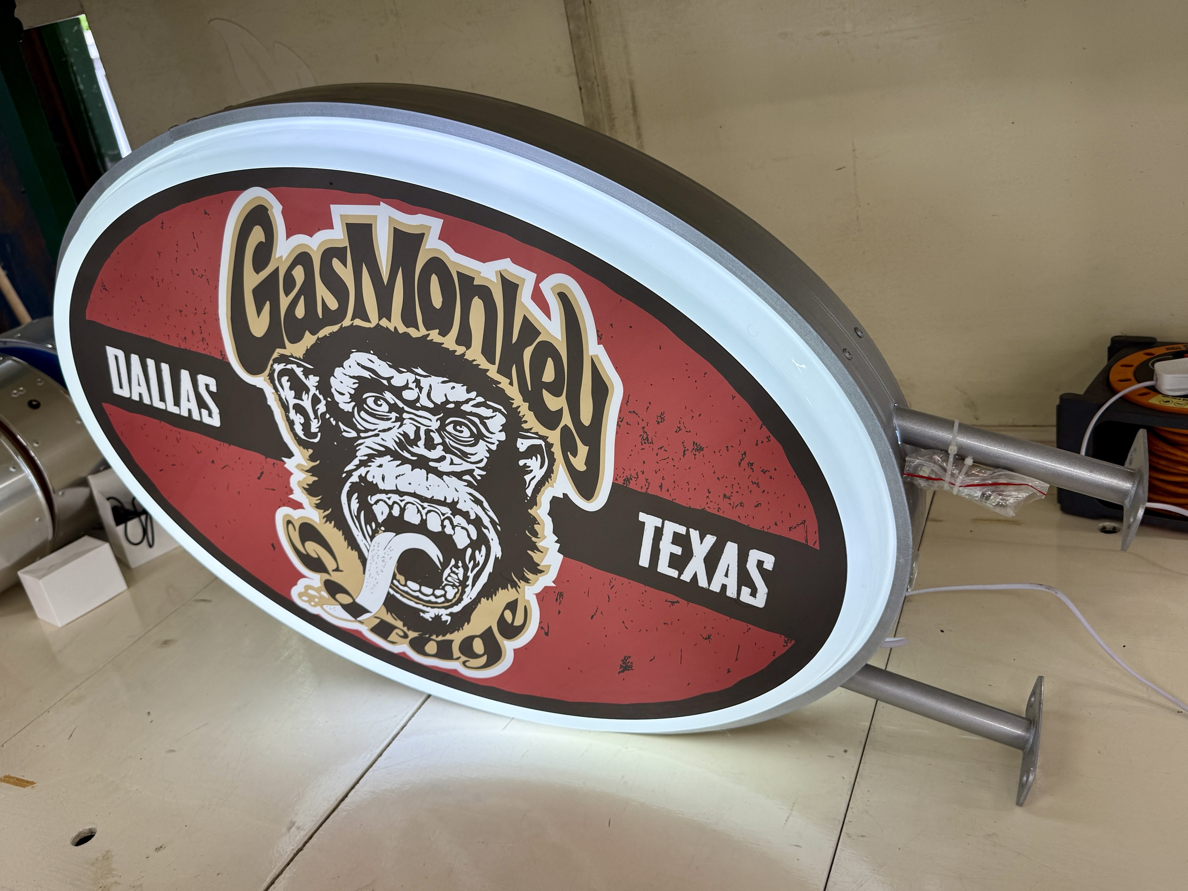 Lot 132 - Illuminated Oval Double Sided Garage Sign