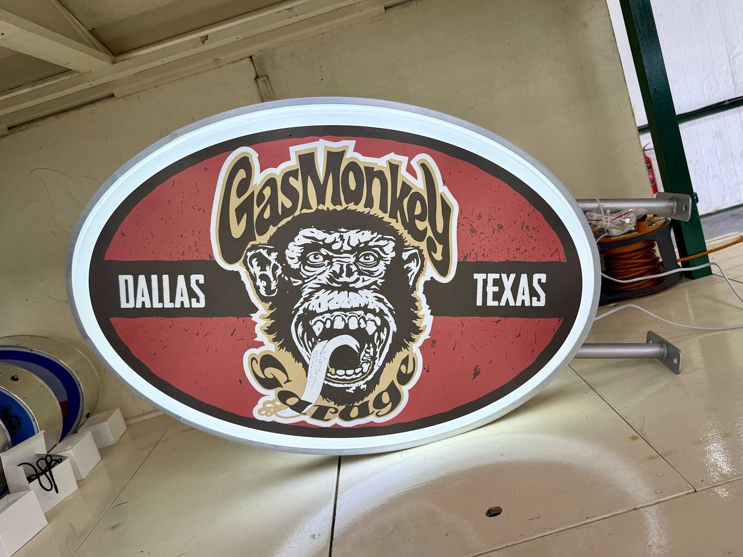 Lot 132 - Illuminated Oval Double Sided Garage Sign - Gas Monkey - NO RESERVE