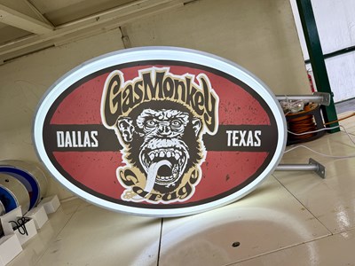 Lot 132 - Illuminated Oval Double Sided Garage Sign - Gas Monkey - NO RESERVE