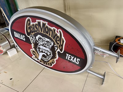 Lot 132 - Illuminated Oval Double Sided Garage Sign - Gas Monkey - NO RESERVE