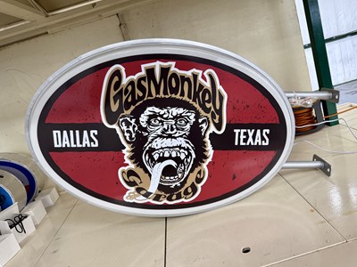 Lot 132 - Illuminated Oval Double Sided Garage Sign - Gas Monkey - NO RESERVE