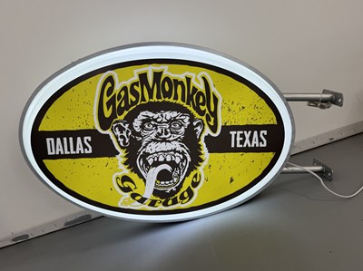 Lot 161 - Illuminated Oval Double Sided Garage Sign - Gas Monkey - NO RESERVE