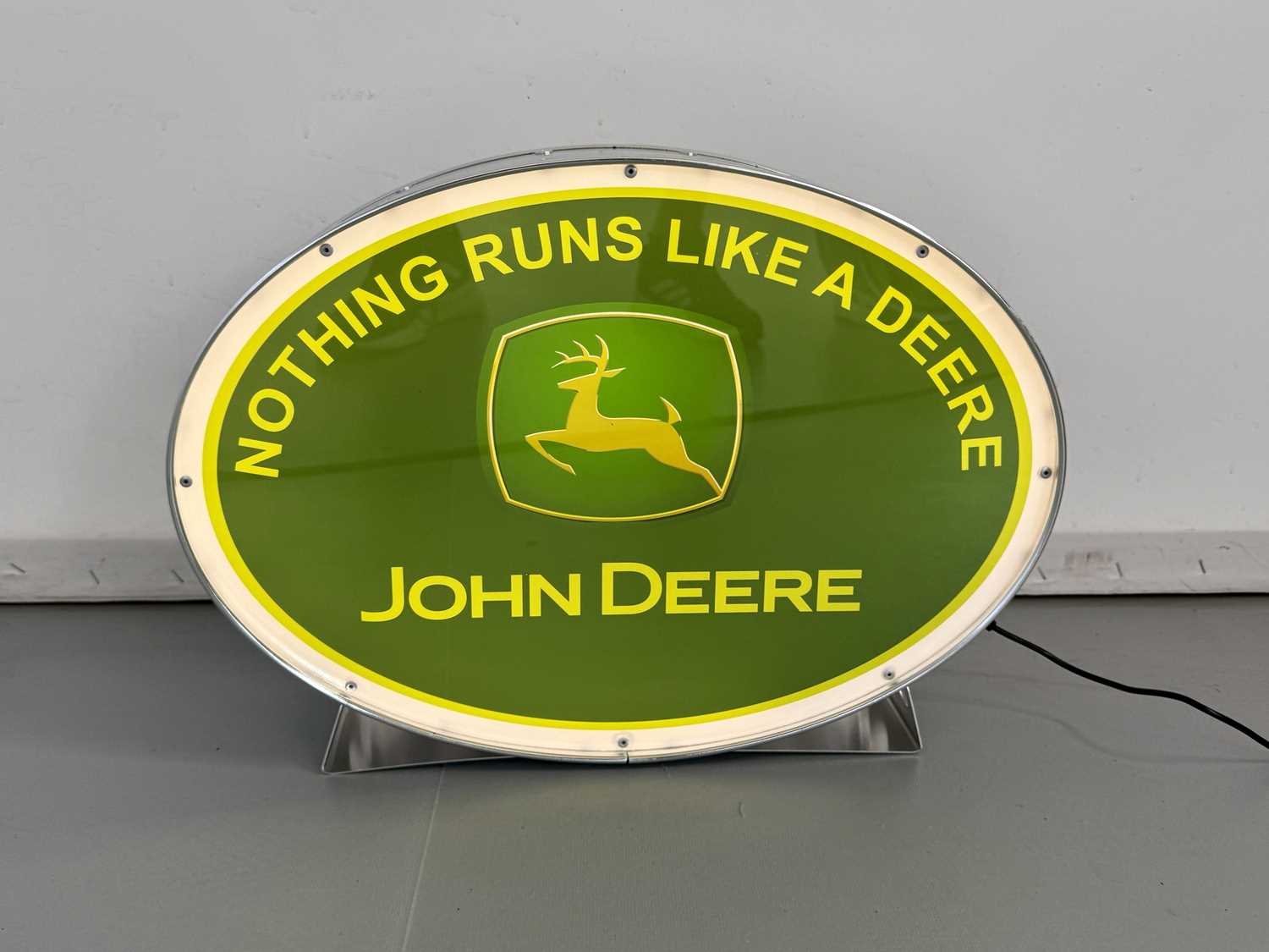 Lot 133 - Oval Illuminated Garage Sign - John Deere - NO RESERVE