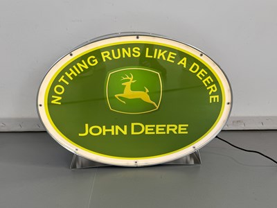 Lot 133 - Oval Illuminated Garage Sign - John Deere - NO RESERVE