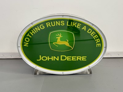 Lot 133 - Oval Illuminated Garage Sign - John Deere - NO RESERVE