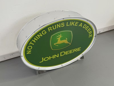 Lot 133 - Oval Illuminated Garage Sign - John Deere - NO RESERVE
