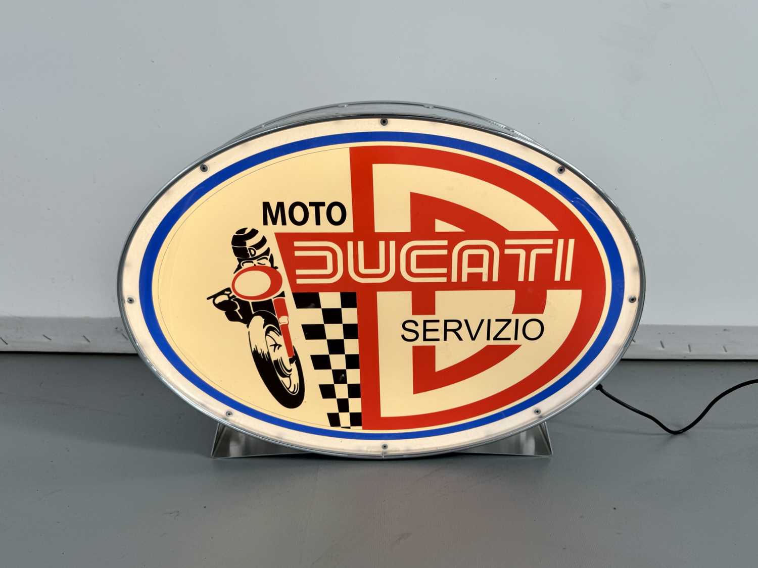 Lot 37 - Oval Illuminated Garage Sign - Ducati - NO RESERVE